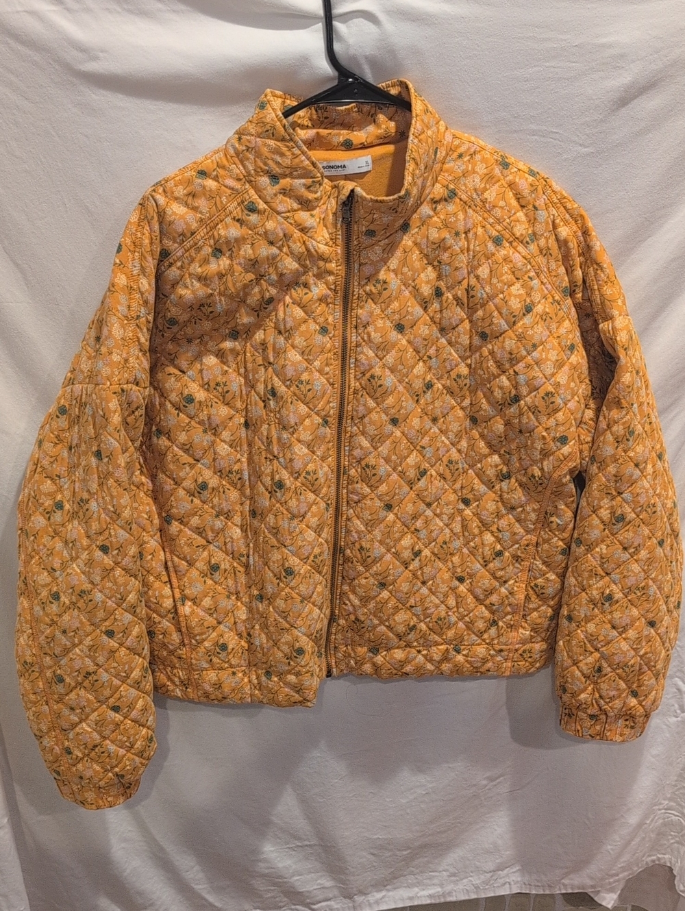 Sonoma Quilted Floral Puffer Jacket in Mustard